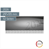 Querterminbuch Mod. Sequenz 2026 | 297×105 mm, Karton, schwarz